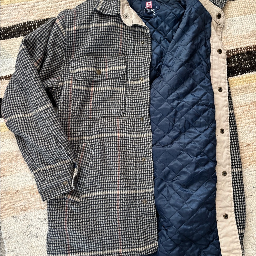 Ralph Lauren Black and Beige Plaid Shirt Jacket